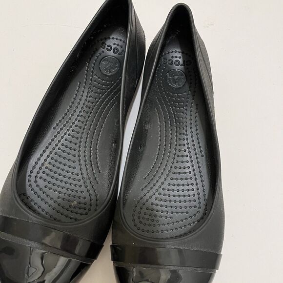 Crocs Gianna Alice Black cap Toe Ballet Flats Slip Ons Womens Size 8 - Picture 7 of 11